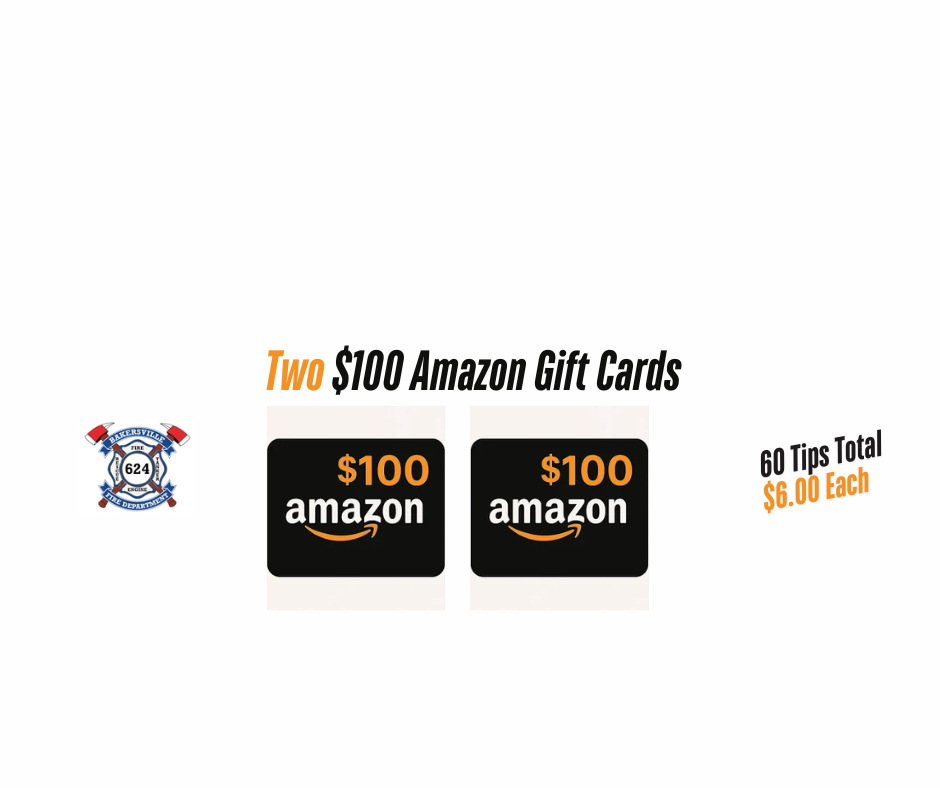 Two $100 Amazon Gift Cards - Total Value $200