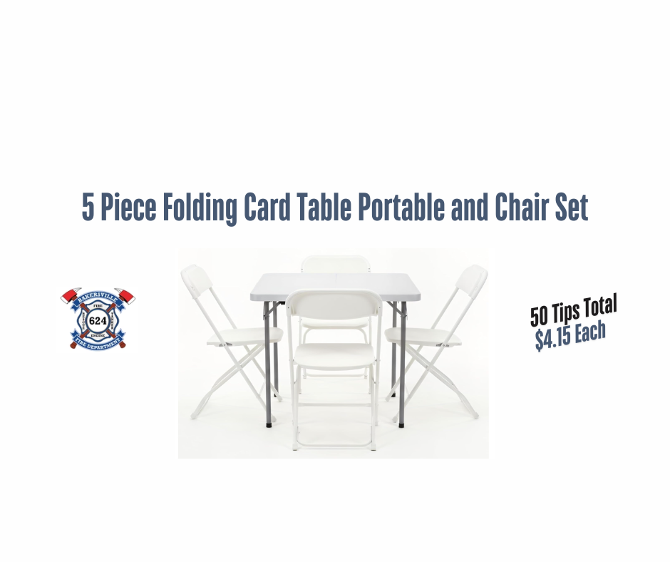 5 Piece Folding Card Table Portable and Chair Set