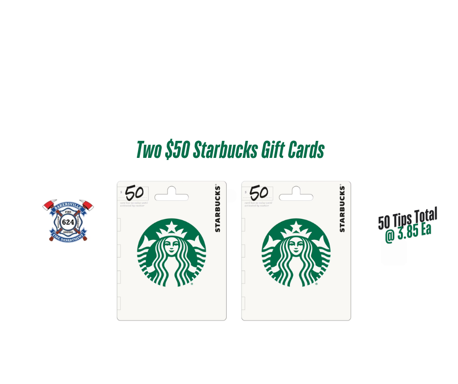 Two $50 Starbucks Gift Cards